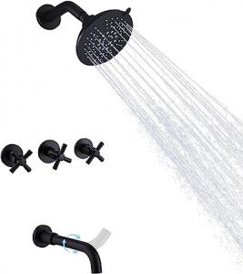 China Matte Black Rotatable Zinc Shower Head Spout Tub And Shower Trim Kit With Valve on sale