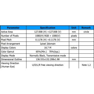 5'0'' Inch Round LCD IPS TFT LCM FHD 1080*1080 Lcd Screen Display With MIPI
