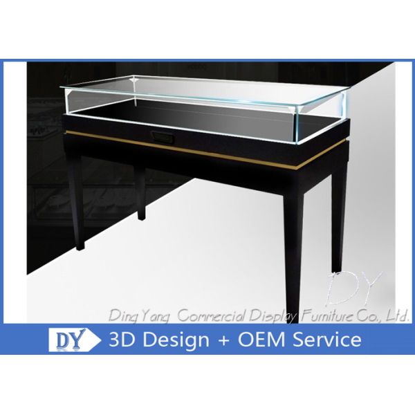 Simple Modern Wood Black Museum Pedestal Display Case With Lock