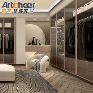 Create a Chic Walk-In Closet with a Wardrobe Featuring Glass Doors and