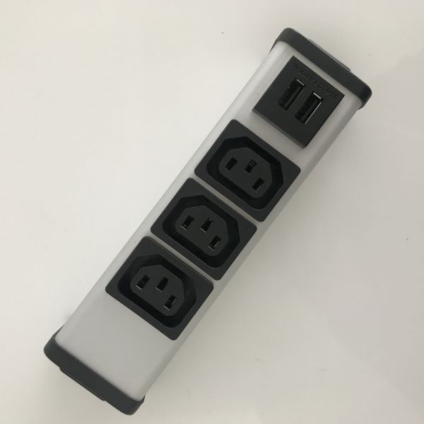 Quality 3 IEC C13 Outlets Electrical Extension Sockets With Double USB Ports wholesale
