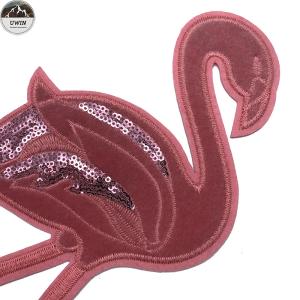 Red Personalized Iron On Patches , Whooping Crane Embroidered Animal Patches