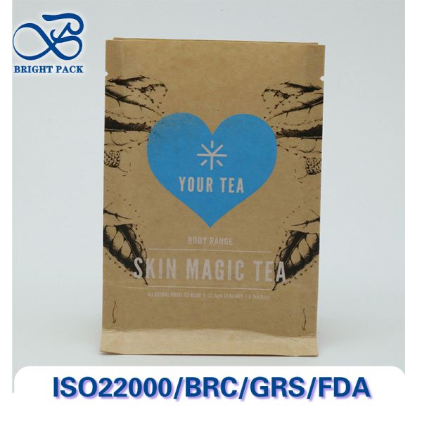 Recyclable And Compostable Eight Sided Sealing Kraft Paper Bags For Tea