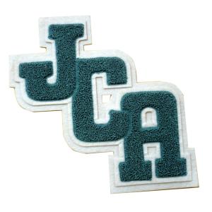 Black Alphabet Pattern Custom Embroidered Patches Sew / Plastic / Iron / Velcro