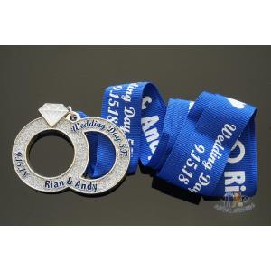 Wedding Day 5K Running Metal Medal With Soft Enamel And Glitter Colors ,