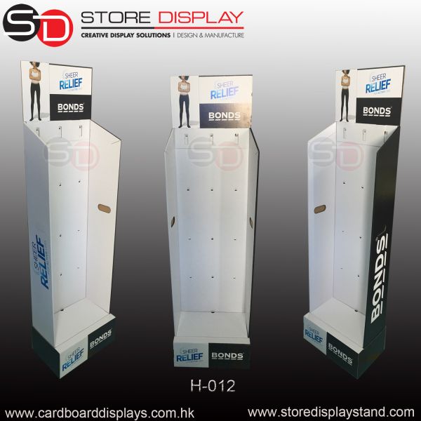 Quality Corrugated retail hanging hook floor displays for socks wholesale