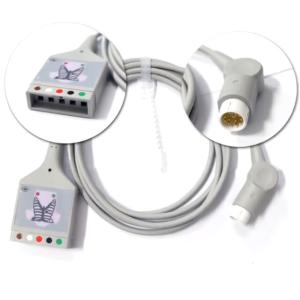 Round Wire Ecg Electrode Cable One Piece 3 Lead Patient Cable With Leads