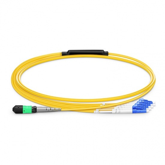 Quality 1m 8core MTP(F)-4*LC/UPC Dual Fiber 10G MM OS2 Patch Cord Polarity B Plenum OFNP wholesale