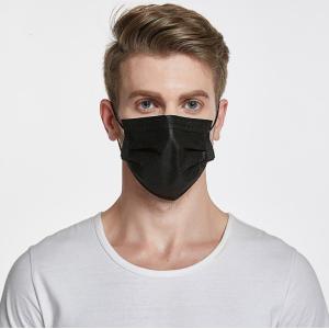 All Black Disposable Face Masks 3-ply Face Shield With Elastic Ear Loop Cover