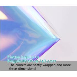 Neon Rainbow Hologram PVC Tote Bag custom holographic handbag PVC handle beach