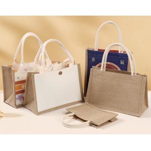 China Personalised Burlap Tote Jute Bags Custom Printing Christmas With Handles on sale