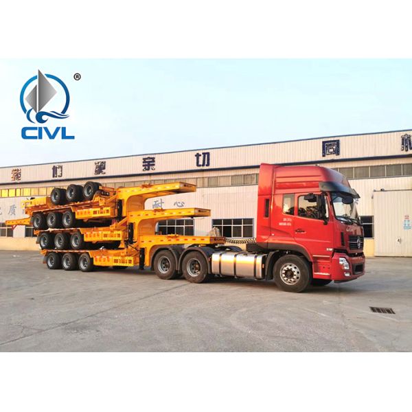 Quality 2/3/4Axles Low Flatbed Trailer With Jost Landing Gear And Fuwa Axle  40t-100t Payload Capacity wholesale