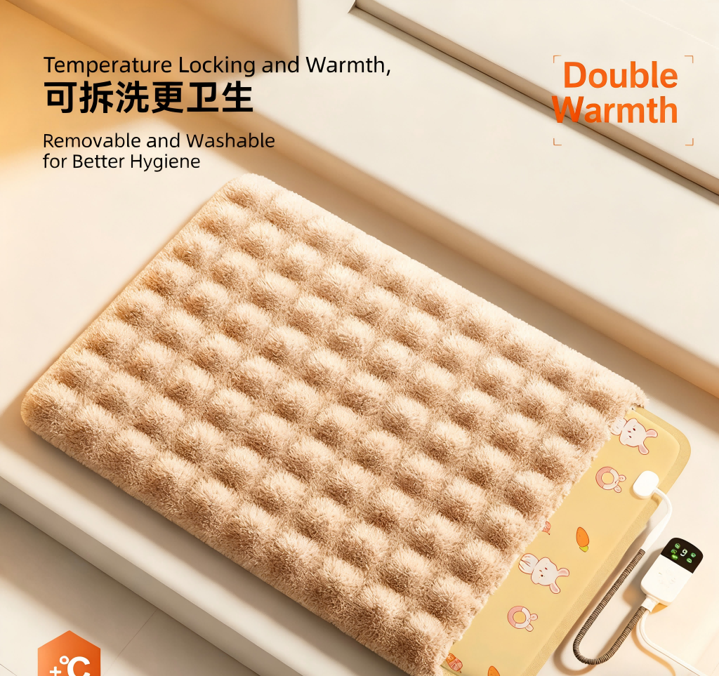 Temperature Control Adjustable Height Smart Pet Heating Blanket Removable Washable Safe Round Cotton for Chickens