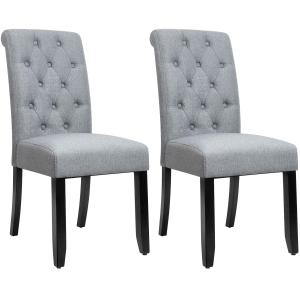 China Armless High Back Upholstered Dining Chairs With Solid Wood Legs Tall Back on sale