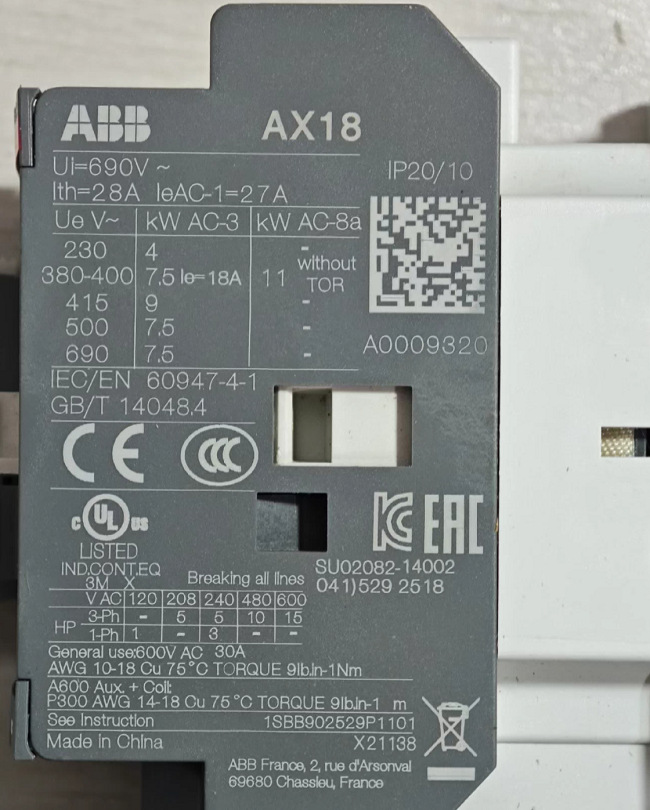 AX18-30-01-80 ABB Ac contactor Compact AC control solution Small and medium