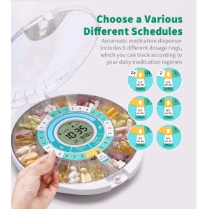 Automatic Pill Dispenser With 28-Day Electronic Medication Organizer, 6 Dosage