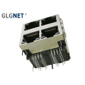 Magnetic RJ45 Connector 2x2 Ports RJ45 Jack with Integrated Transformer LEDs