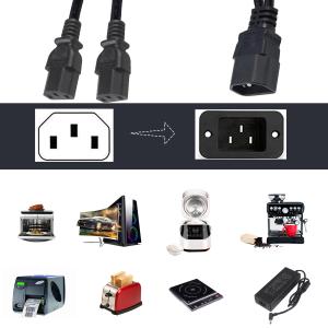 C14 Male To 2XC13 Female Socket Power Cable Y Extension Ac Cord Splitter