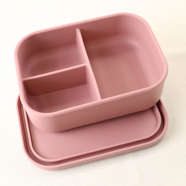 3 Compartment Silicone Lunch Containers , Reusable Silicone Bento Lunch Box Leak