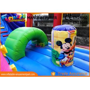 Pvc Mickey Mouse Commercial Inflatable Bounce House With Slide Easy To Carry