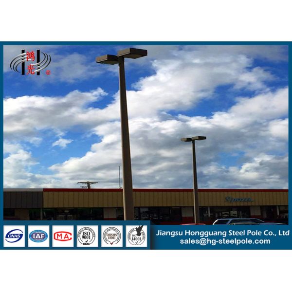 Powder Coated Conical Tubular Flood Light Poles with Shoe Box light 4 ~ 8 mm