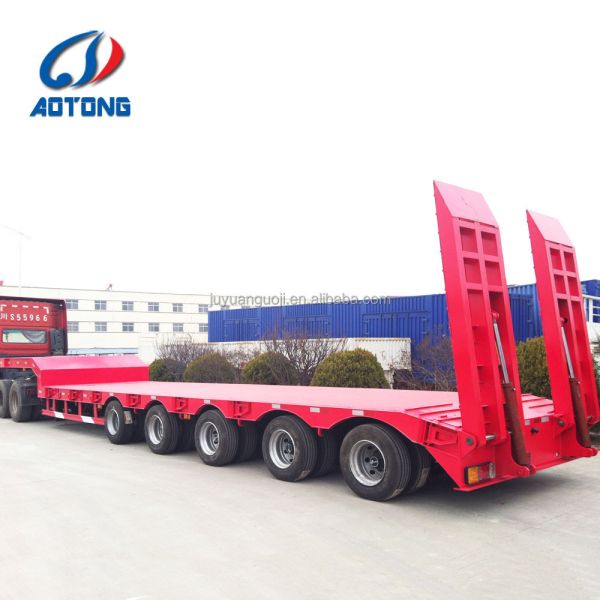 100ton Detachable Gooseneck Dropdeck Semi-Trailer for 5 Axle Steering Low Bed