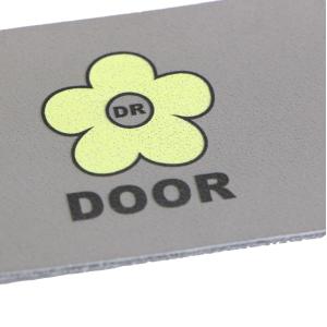 OEM Gray Leather Patch For Jeans Printing Flower Pattern 7cm×5cm