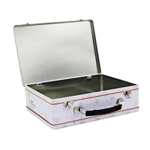 Custom Rectangle Shape Suitcase Tin Box Metal Lunch Tin Can with Lock and