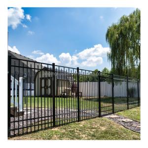 1.8x2.4m 6x8ft Heat Treated Wrought Iron Fence Panel with Black Tubular Metal