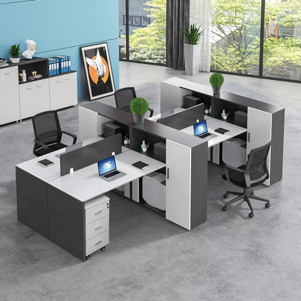 Black And White Office Furniture Staff Table Office Desks Work Station With