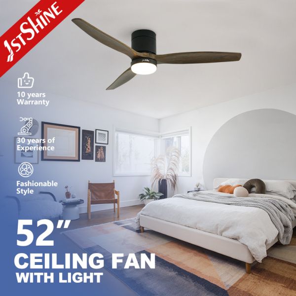 Quality 3 Natural Wooden Blades Low Profile 52 Inches Ceiling Fan With Led Light wholesale