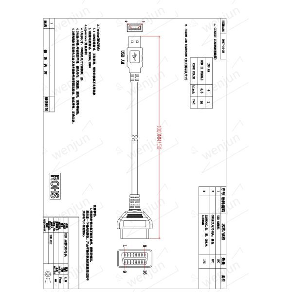 Practical OBDII To USB Cable 16 Pin Compatible For Car Diagnostic