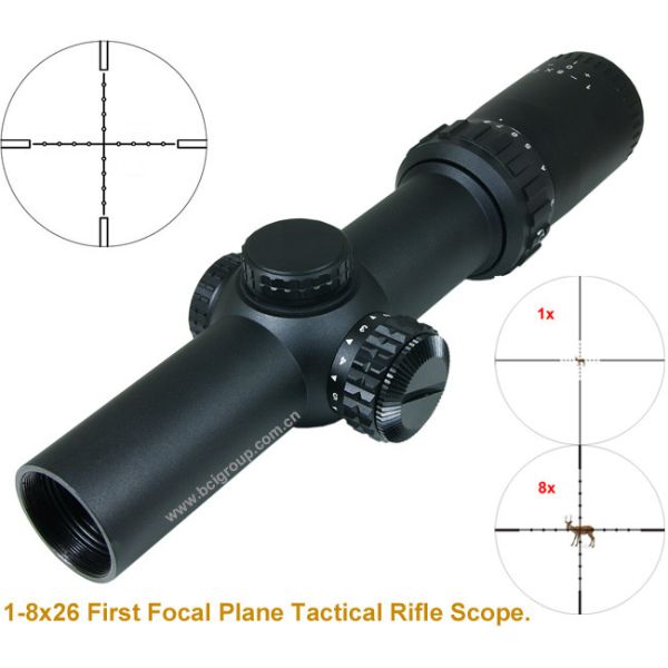 Quality 1-8x26mm IR tactical riflescope 1st focal plane riflescope wholesale