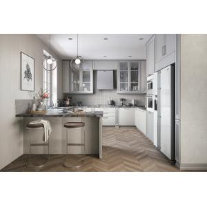 Modern U Shape Kitchen Furniture With MDF Matte Lacquer Countertop Island