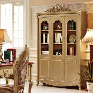 Cheap Golden Shelf Storage Luxury Wooden Bookcase for sale