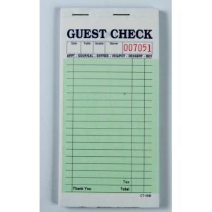 CT-1A Two parts carbonless guest check Hotel Guest pads with Black Ink Printing