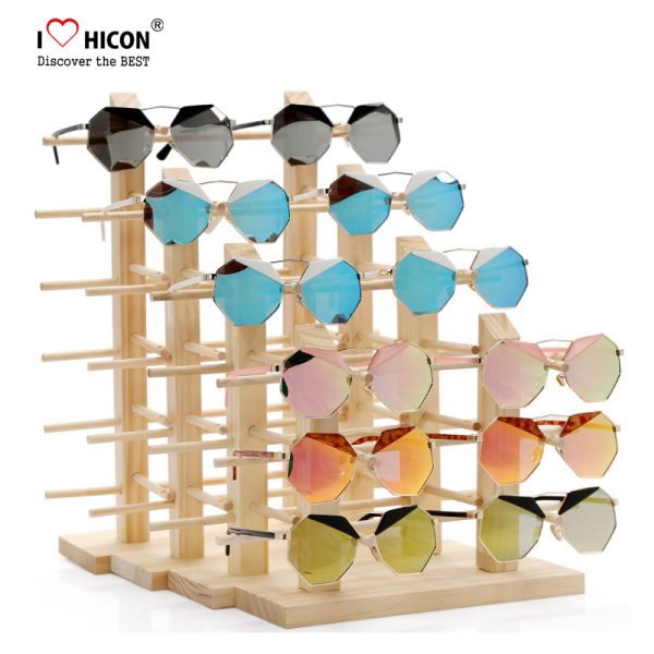 Amazing Clients Wooden Sunglasses Display Stand Counter Top Advertising Equipment