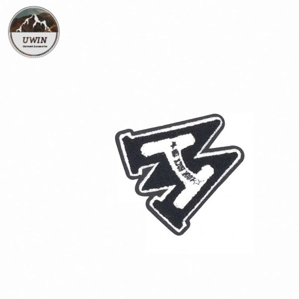 Classical W Letter Embroidered Sports Patches Towel Material Black / White For