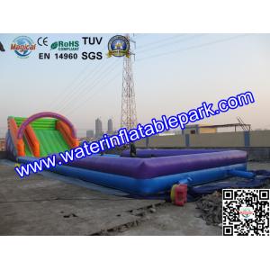 Outdoor Sport Game Zorb Ramp / Roller Ball Inflatable Steep Hill With Pool