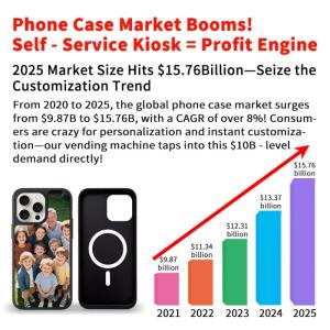 High-Resolution Phone Case Printing Vending Machine with 27-Inch Wave Crystal