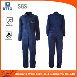 China Navy Blue Inherent Fr Clothing / Aramid Permanent Flame Resistant Work Clothes With Reflective Trim on sale