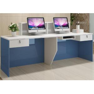 Wood With Lines Design Front Reception Desk / Office Reception Counter Dust