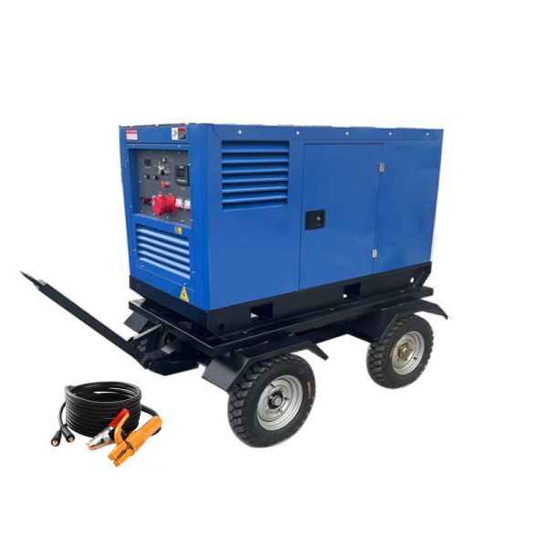 Quality 20kw power 4 stroke diesel engine generator 800Amps 400A Mobile Welding Unit on pneumatic wheeled trailer wholesale