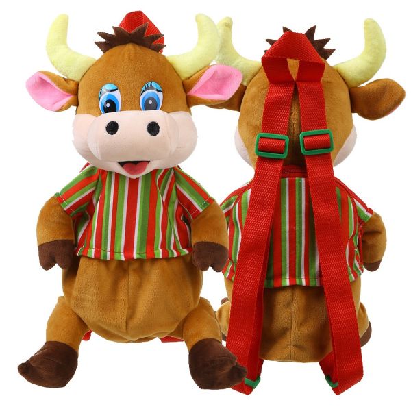 Quality 3D Modeling 30cm Christmas Cow Plush Backpack For Kids wholesale