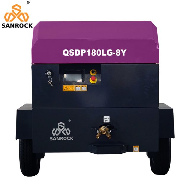 Water Well Drilling and Mining Portable Diesel Screw Air Compressor with 2