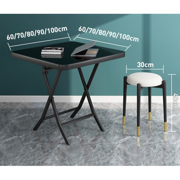 Outdoor Table Metal Tempered Glass Square Round Folding Foldable Coffee Dining Table