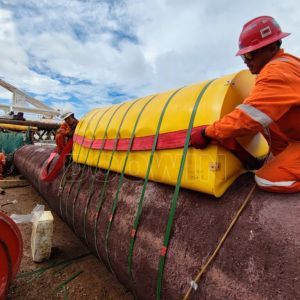 Customized Pipe Laying Floats Orange Yellow Tie In Pipeline Float