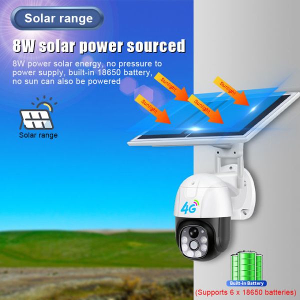 PIR Motion Recording 4G LTE Cellular Solar Camera High Resolution