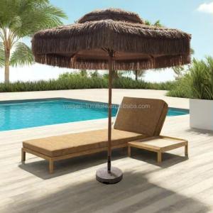 9 ft synthetic thatch beach umbrella 8 ribs plastic Thatched Tiki umbrella sand