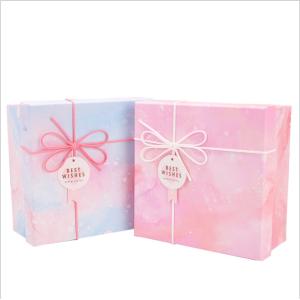 Custom Printing Square Foldable Luxury Paper Gift Box With Ribbon